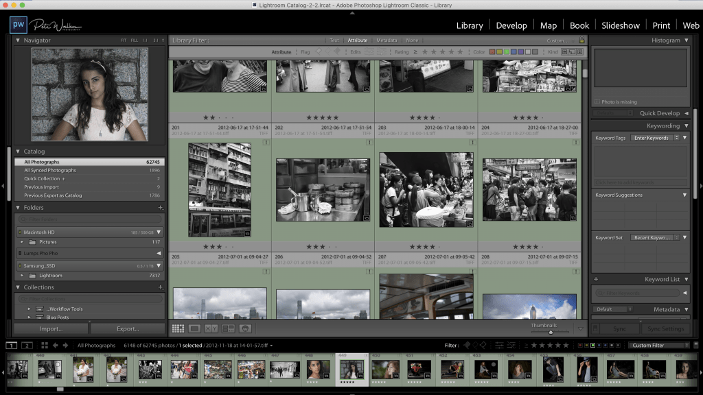 Library Module View of Lightroom Classic 2020